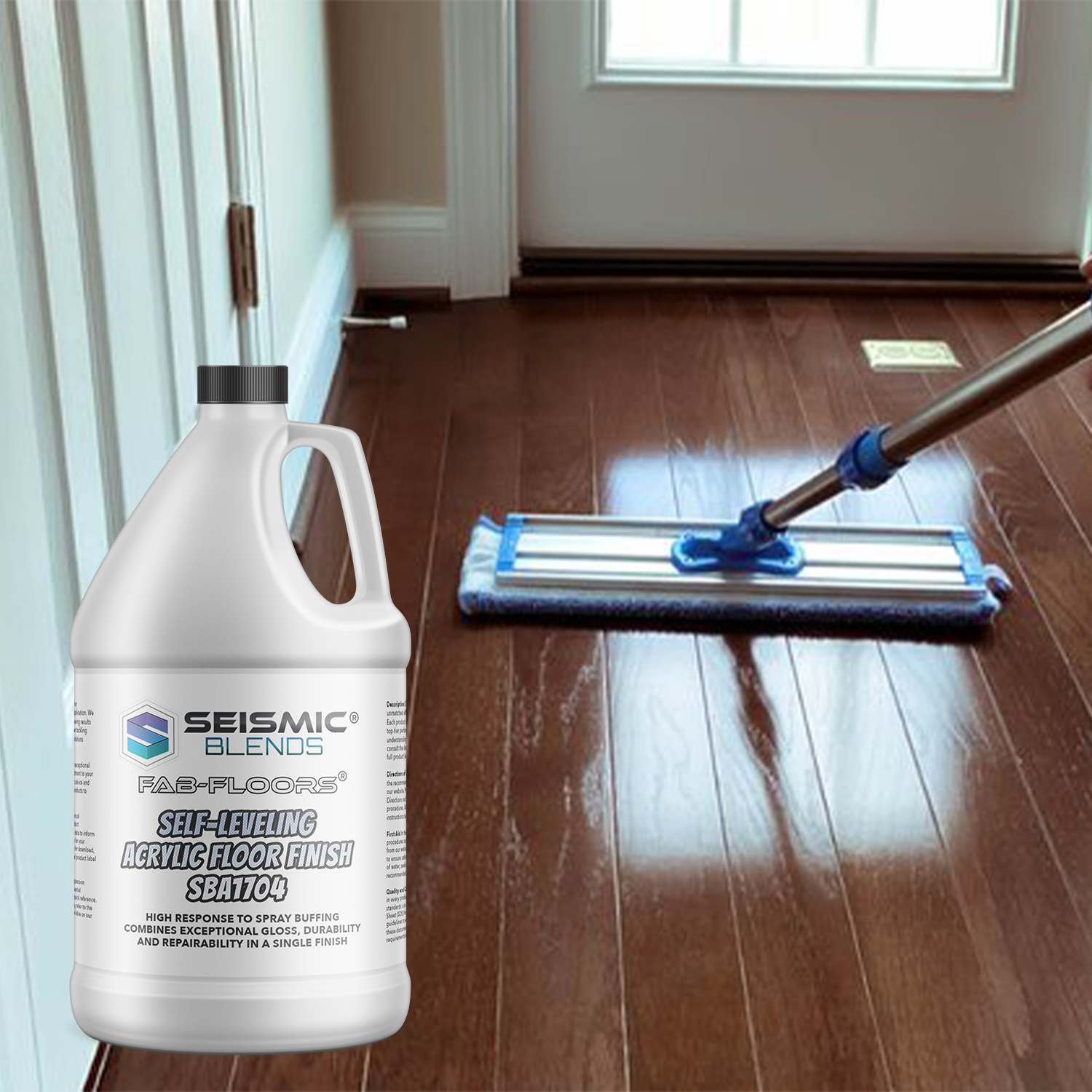 Fab Floors Self-Leveling Acrylic Floor Finish (SBA1704) – High-Gloss, Wet-Look Coating for Tile, Vinyl, & Hardwood - FREE SHIPPING!