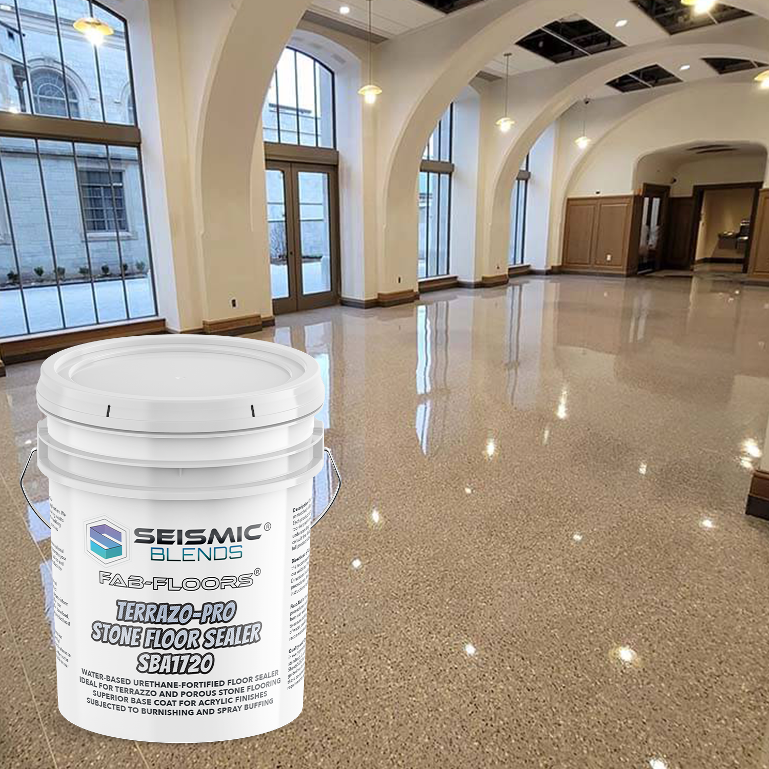 Fab Floors Terrazo-Pro Stone Floor Sealer (SBA1720) - Best Acrylic Polymer, Urethane Polymer Sealer for Terrazzo And Stone