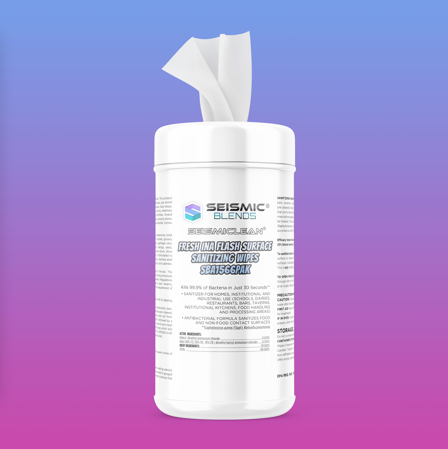 Seismiclean Surface Sanitizing Wipes SBA1566PAK